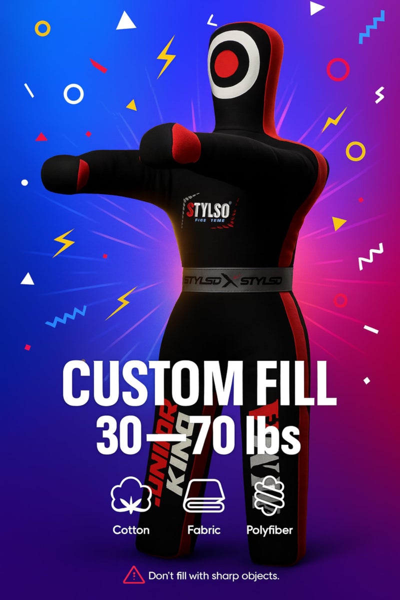 Stylso Un-Filled Wrestling Dummy for Kids â€“ Youth Grappling Dummies BJJ, MMA, Jiu Jitsu & Judo Training Partner â€“ Durable Martial Arts Practice Buddy (Black, 4ft / 48 Inches) - Image 4